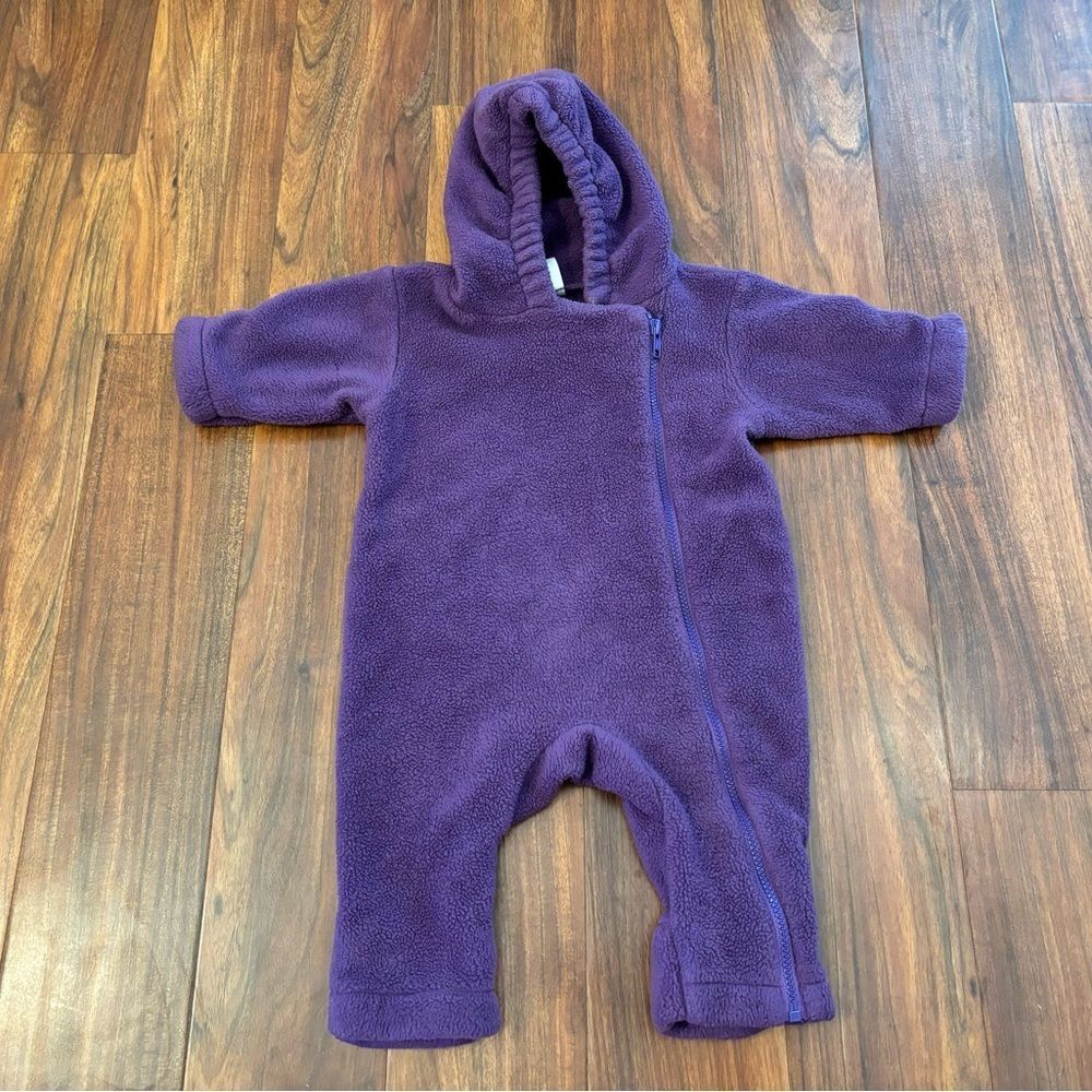 Lands End vintage purple fleece hooded snowsuit